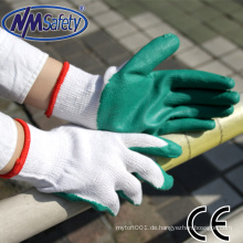 NMSAFETY 10 Gauge Polycotton Liner wirtschaftliche glatte Oberfläche Latex Handschuhe / abriebfeste Handschuhe aus China